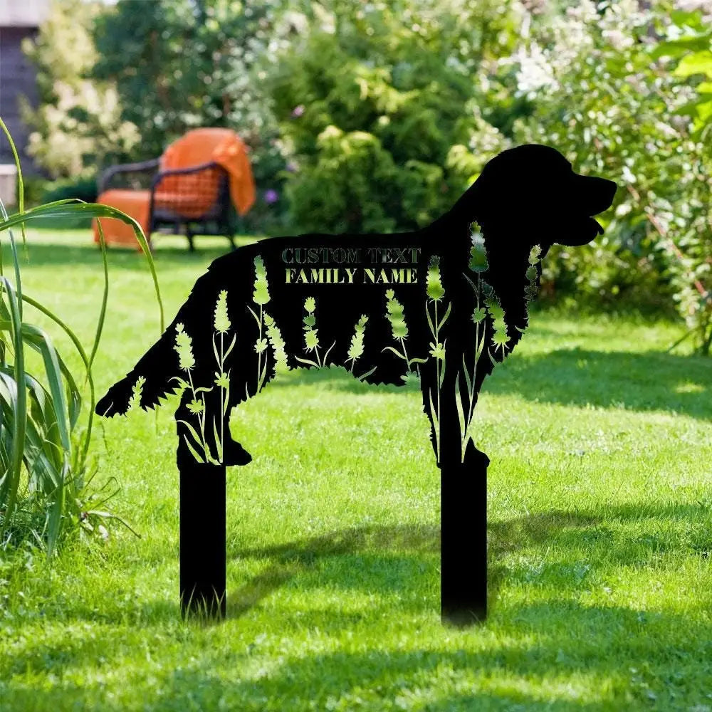 Dog Shape Metal Family Name Sign - Personalized Monogram Dog Shape Metal Stake - Custom Garden Decor- Garden Dog Metal