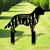 Dog Shape Metal Family Name Sign - Personalized Monogram Dog Shape Metal Stake - Custom Garden Decor- Garden Dog Metal