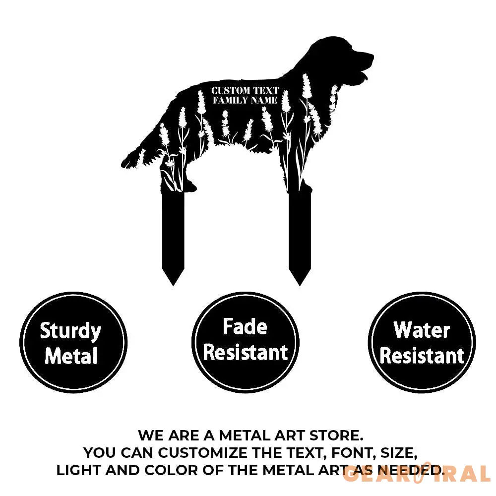 Dog Shape Metal Family Name Sign - Personalized Monogram Dog Shape Metal Stake - Custom Garden Decor- Garden Dog Metal