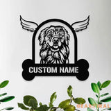 Dog With Wing Frame Metal Sign With LED Lights Personalized Dog Loss Wall Sign Dog Lover Metal Sign Dog Metal sign