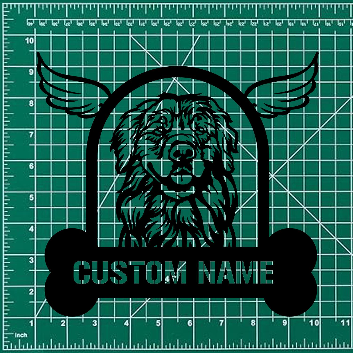 Dog With Wing Frame Metal Sign With LED Lights, Personalized Dog Loss Wall Sign, Dog Lover Metal Sign, Dog Metal sign Housewarming Monogram