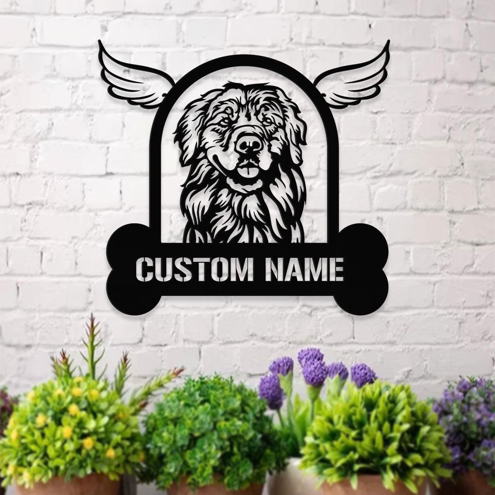 Dog With Wing Frame Metal Sign With LED Lights, Personalized Dog Loss Wall Sign, Dog Lover Metal Sign, Dog Metal sign Housewarming Monogram