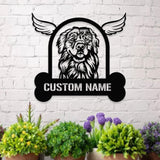 Dog With Wing Frame Metal Sign With LED Lights, Personalized Dog Loss Wall Sign, Dog Lover Metal Sign, Dog Metal sign Housewarming Monogram