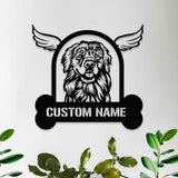 Dog With Wing Frame Metal Sign With LED Lights, Personalized Dog Loss Wall Sign, Dog Lover Metal Sign, Dog Metal sign Housewarming Monogram