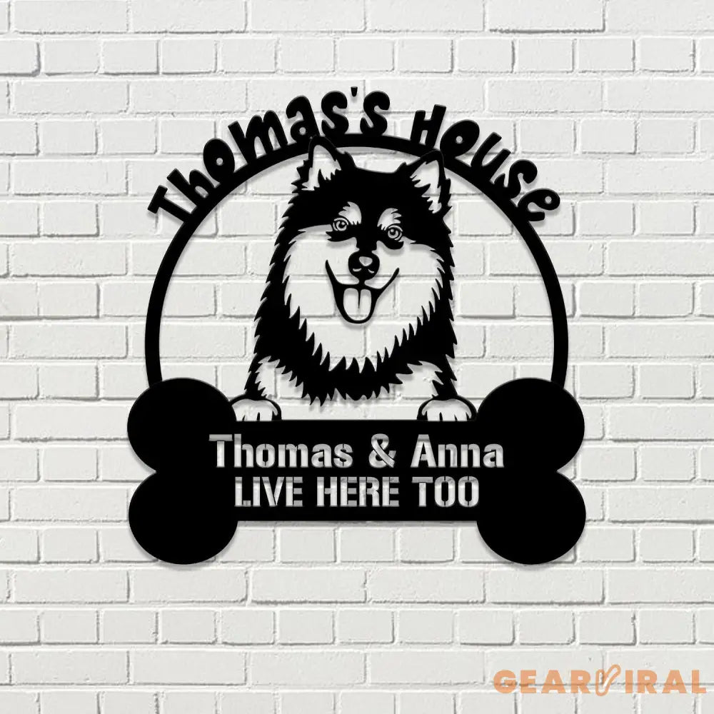 Dog’s House I Live Here Too Metal Name Sign Personalized Split Letter Last Name Christian Sign Outdoor Door Hanger