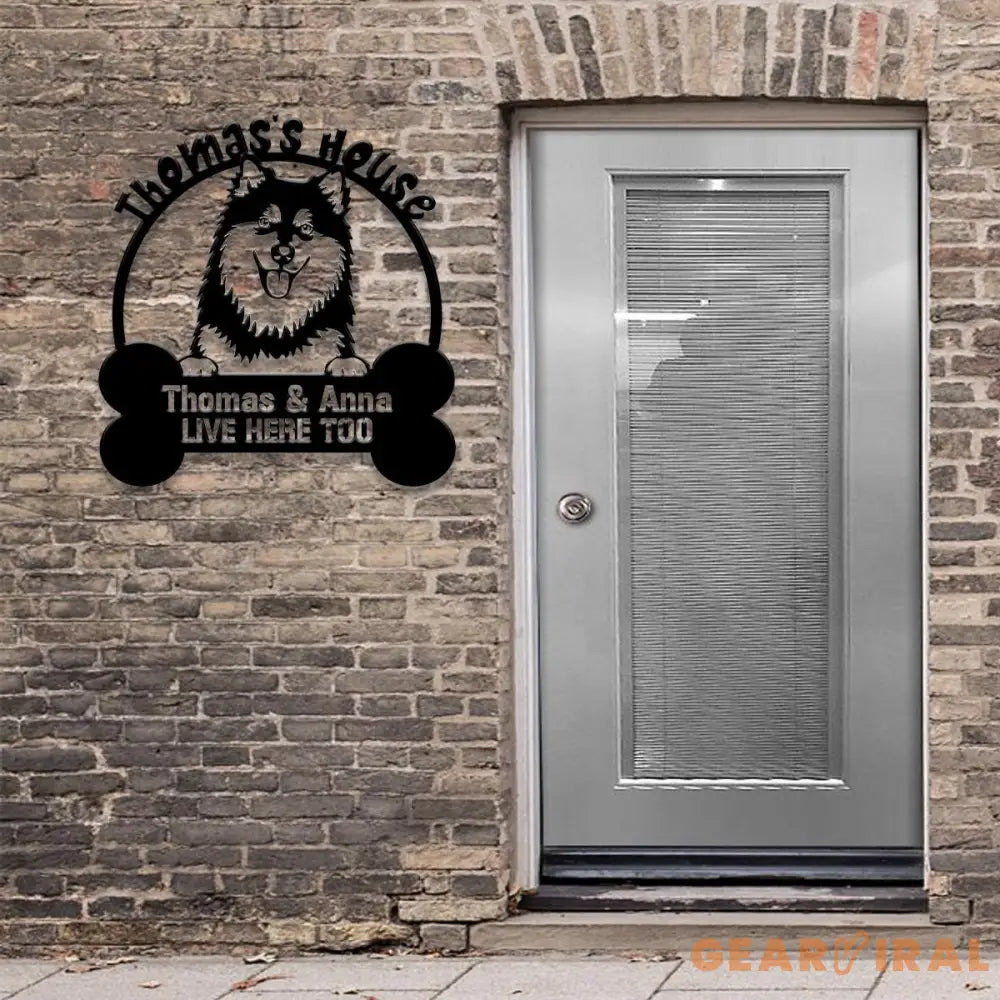 Dog’s House I Live Here Too Metal Name Sign Personalized Split Letter Last Name Christian Sign Outdoor Door Hanger