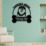 Dog’s House I Live Here Too Metal Name Sign Personalized Split Letter Last Name Christian Sign Outdoor Door Hanger