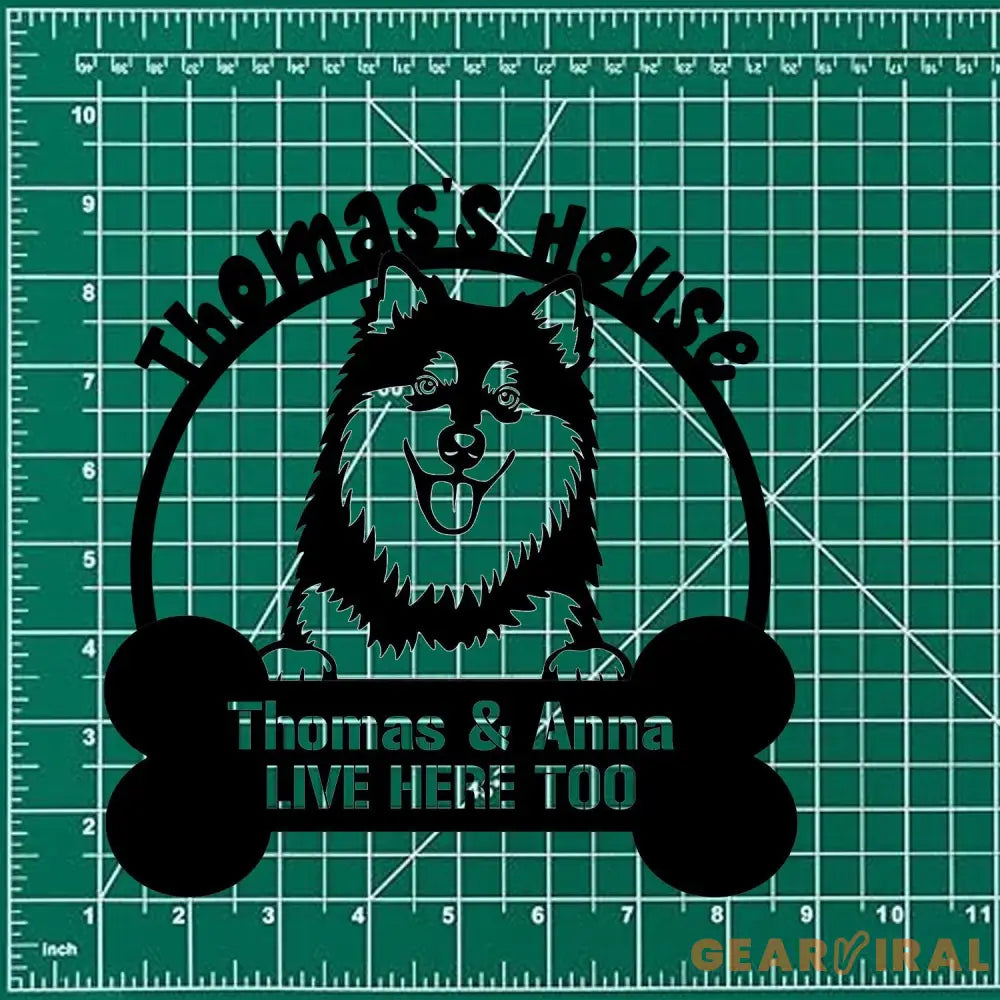 Dog’s House I Live Here Too Metal Name Sign Personalized Split Letter Last Name Christian Sign Outdoor Door Hanger