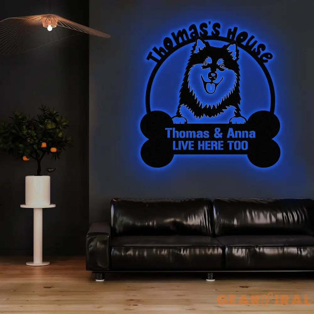 Dog’s House I Live Here Too Metal Name Sign Personalized Split Letter Last Name Christian Sign Outdoor Door Hanger