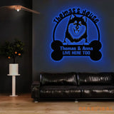 Dog’s House I Live Here Too Metal Name Sign Personalized Split Letter Last Name Christian Sign Outdoor Door Hanger