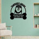 Dog's House I Live Here Too Metal Name Sign, Personalized Split Letter Last Name, Christian Sign, Outdoor Door Hanger, Housewarming Monogram