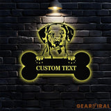 Dog’s House Metal Name Sign With LED Lights Personalized Split Letter Last Name Dog Lover Metal Sign Dog Metal sign