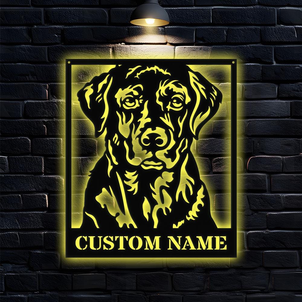 Dog's House Metal Name Sign With LED Lights, Personalized Split Letter Last Name, Dog Lover Metal Sign, Dog Metal sign Housewarming Monogram