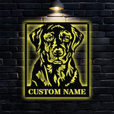 Dog's House Metal Name Sign With LED Lights, Personalized Split Letter Last Name, Dog Lover Metal Sign, Dog Metal sign Housewarming Monogram