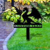 Dragon and Fairy Garden Metal Stake Personalized Family Name Yard Sign Outdoor Door Garden Decor Metal Sign Gift for