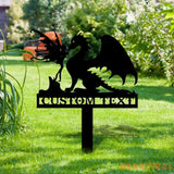 Dragon and Fairy Garden Metal Stake Personalized Family Name Yard Sign Outdoor Door Garden Decor Metal Sign Gift for