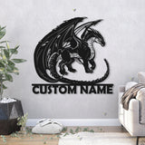 Dragon Metal Wall Art with LED Lights Personalized/ Custom Name Dragon Metal Sign - Dragon Gifts Funny - Boy room Decor Dragon lover Gift | GearViral