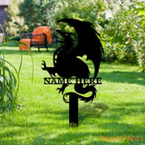 Dragon Security Custom Metal Stake - Dragon Garden Decor - Personalize Dragon Garden Metal Sign - Dragon Garden Yard