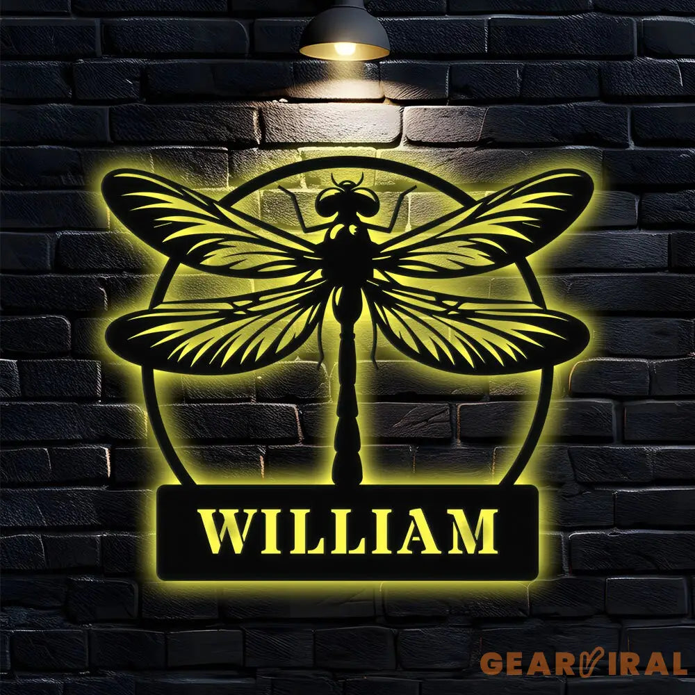 Dragonfly Metal Sign With Led Lights Personalized Dragonfly Metal Sign Dragonfly Decor Dragonfly Wall Art Housewarming