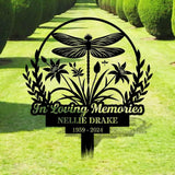 Dragonfly Remembering Plaque with Stake, Personalized Metal Garden Marker, Memorial Metal Sign, Sympathy Gift, Grave Marker, Memorial Stake