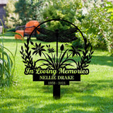 Dragonfly Remembering Plaque with Stake, Personalized Metal Garden Marker, Memorial Metal Sign, Sympathy Gift, Grave Marker, Memorial Stake