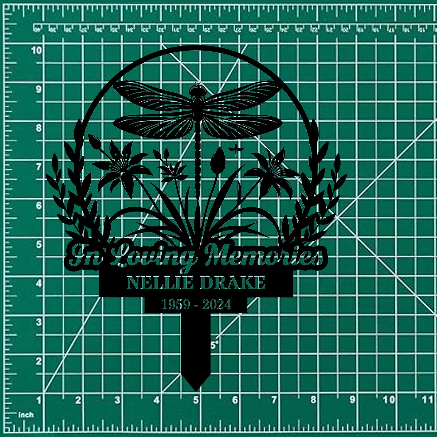 Dragonfly Remembering Plaque with Stake, Personalized Metal Garden Marker, Memorial Metal Sign, Sympathy Gift, Grave Marker, Memorial Stake