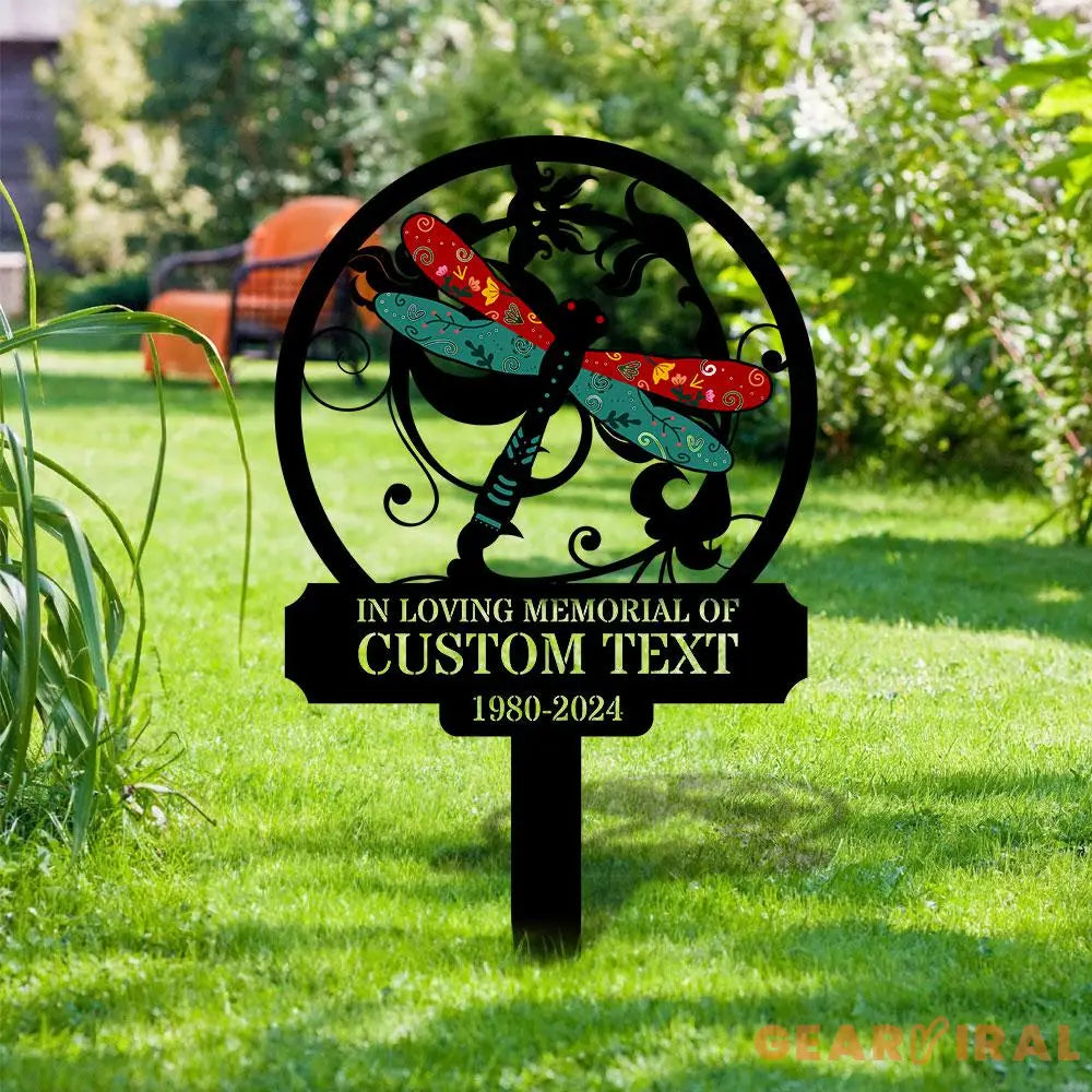 Dragonfly Remembering Plaque with Stake Personalized Metal Garden Marker Memorial Metal Sign Sympathy Gift Grave Marker