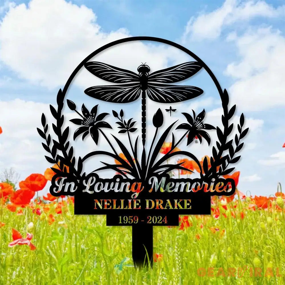 Dragonfly Remembering Plaque with Stake Personalized Metal Garden Marker Memorial Metal Sign Sympathy Gift Grave Marker