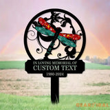 Dragonfly Remembering Plaque with Stake Personalized Metal Garden Marker Memorial Metal Sign Sympathy Gift Grave Marker