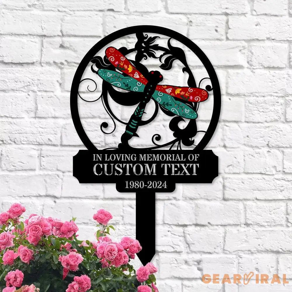 Dragonfly Remembering Plaque with Stake Personalized Metal Garden Marker Memorial Metal Sign Sympathy Gift Grave Marker