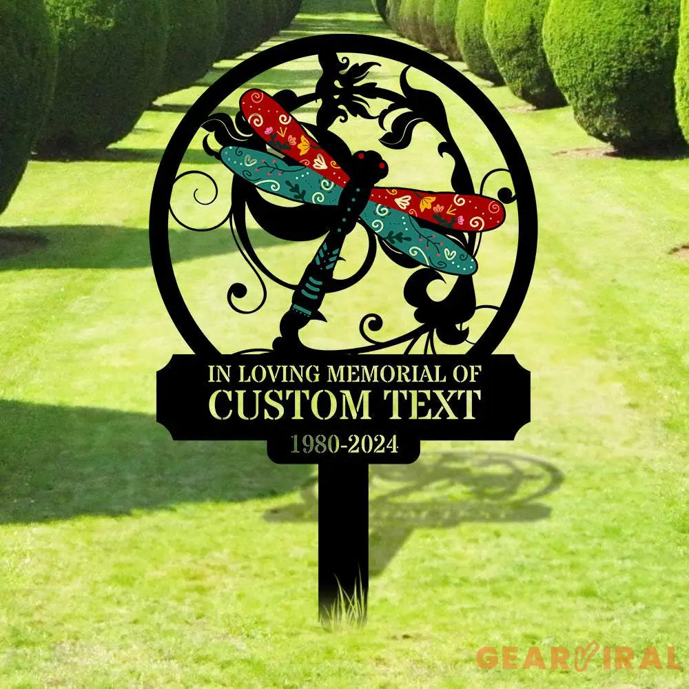 Dragonfly Remembering Plaque with Stake Personalized Metal Garden Marker Memorial Metal Sign Sympathy Gift Grave Marker