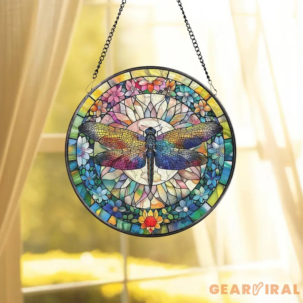 Dragonfly Stained Glass Suncatcher Dragonfly Suncatcher Dragonfly Window Hanging Glass Art In Door Decor Kitchen Decor