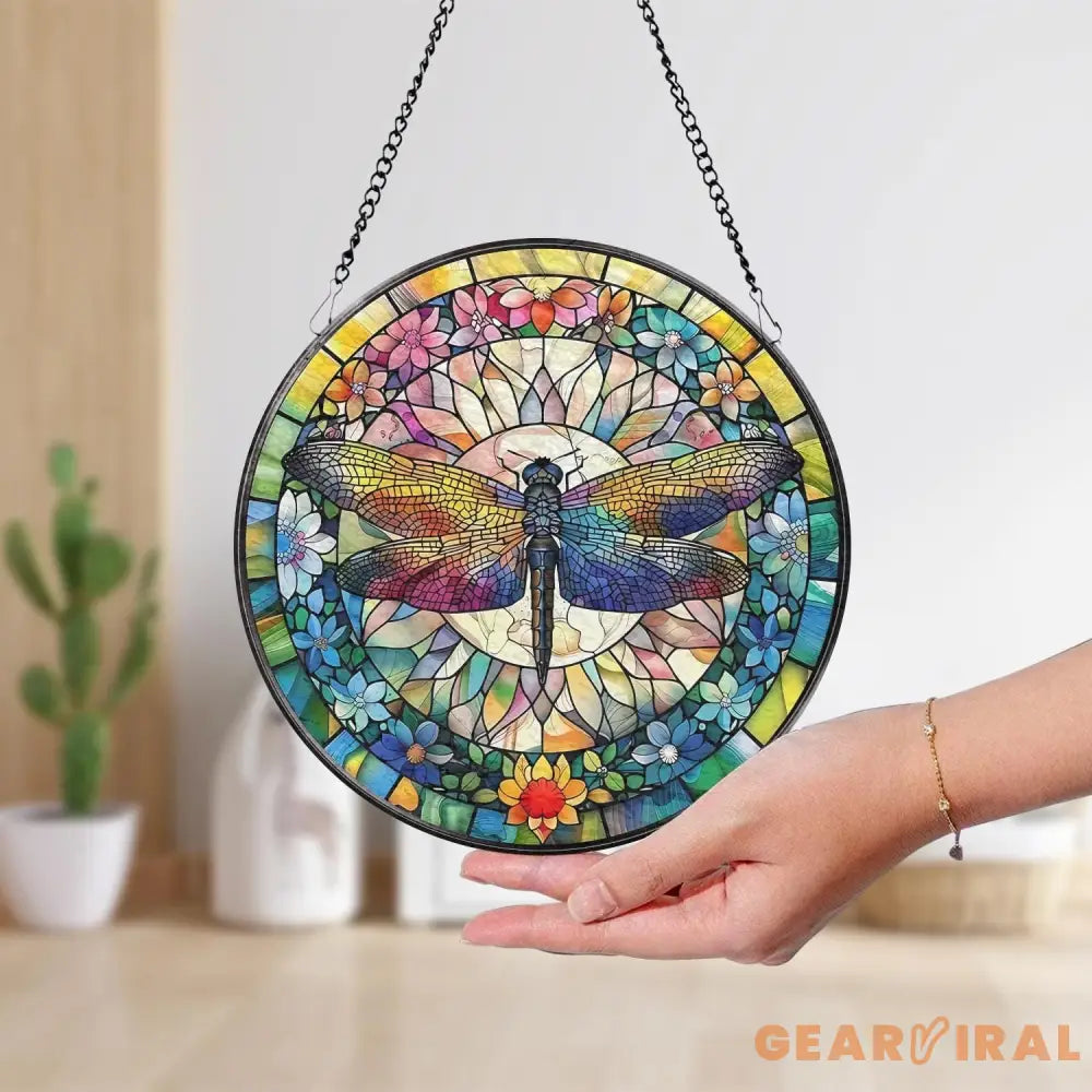 Dragonfly Stained Glass Suncatcher Dragonfly Suncatcher Dragonfly Window Hanging Glass Art In Door Decor Kitchen Decor