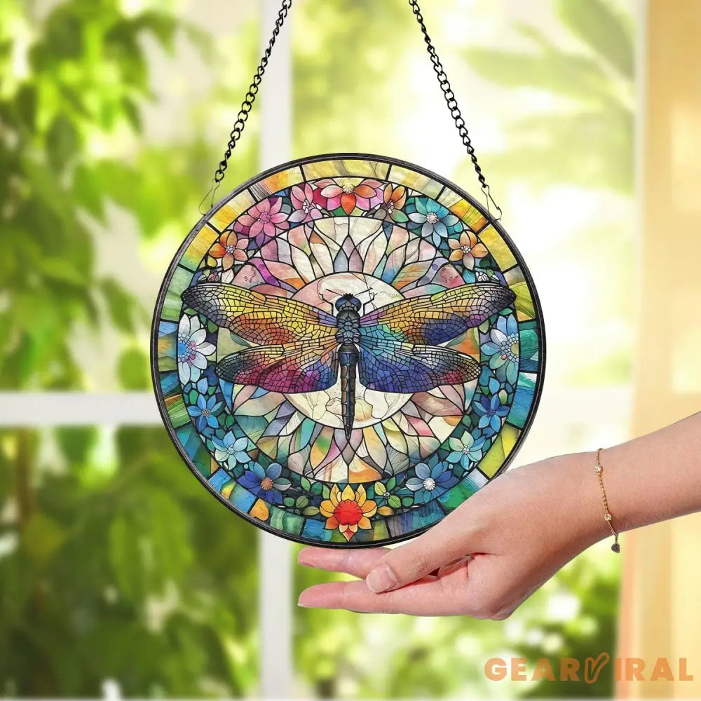 Dragonfly Stained Glass Suncatcher Dragonfly Suncatcher Dragonfly Window Hanging Glass Art In Door Decor Kitchen Decor