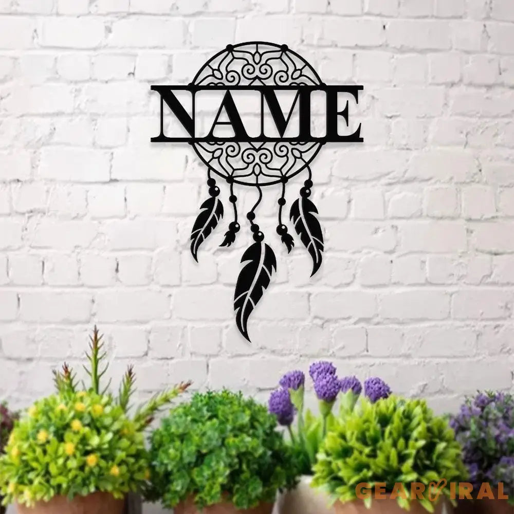 Dream Catcher Name Metal Sign with LED Lights Personalized Family Name Metal Sign Family Wall Decor Personalized Wall