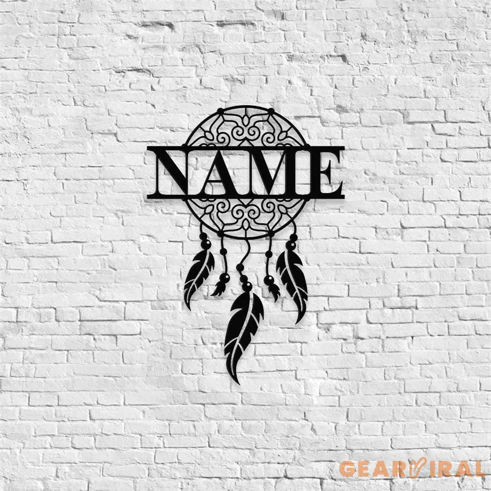 Dream Catcher Name Metal Sign with LED Lights Personalized Family Name Metal Sign Family Wall Decor Personalized Wall