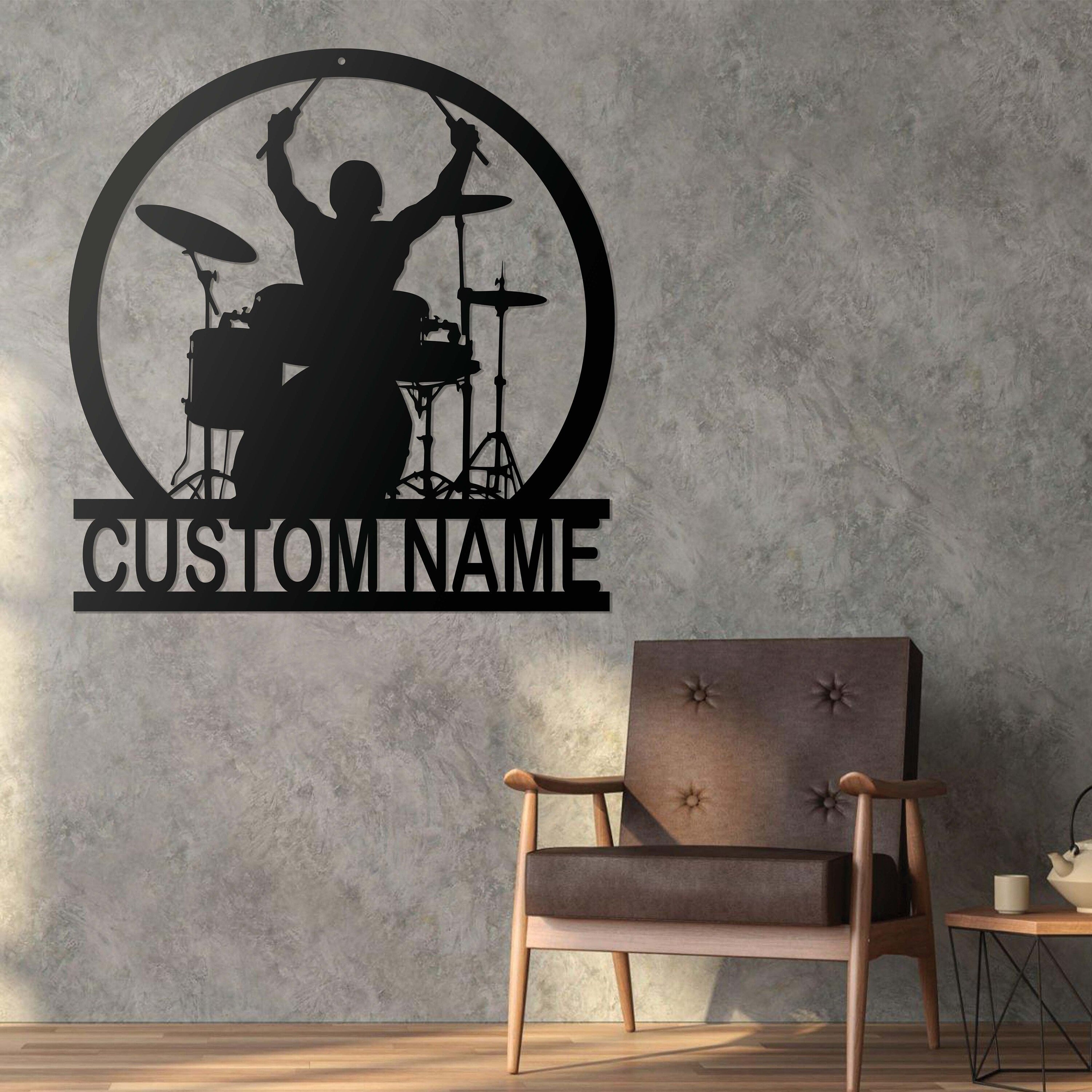 Drummer Metal Wall Art With Led Lights - Custom Drummer Name Sign - Personalized Drummer Decoration - Home Decor | GearViral