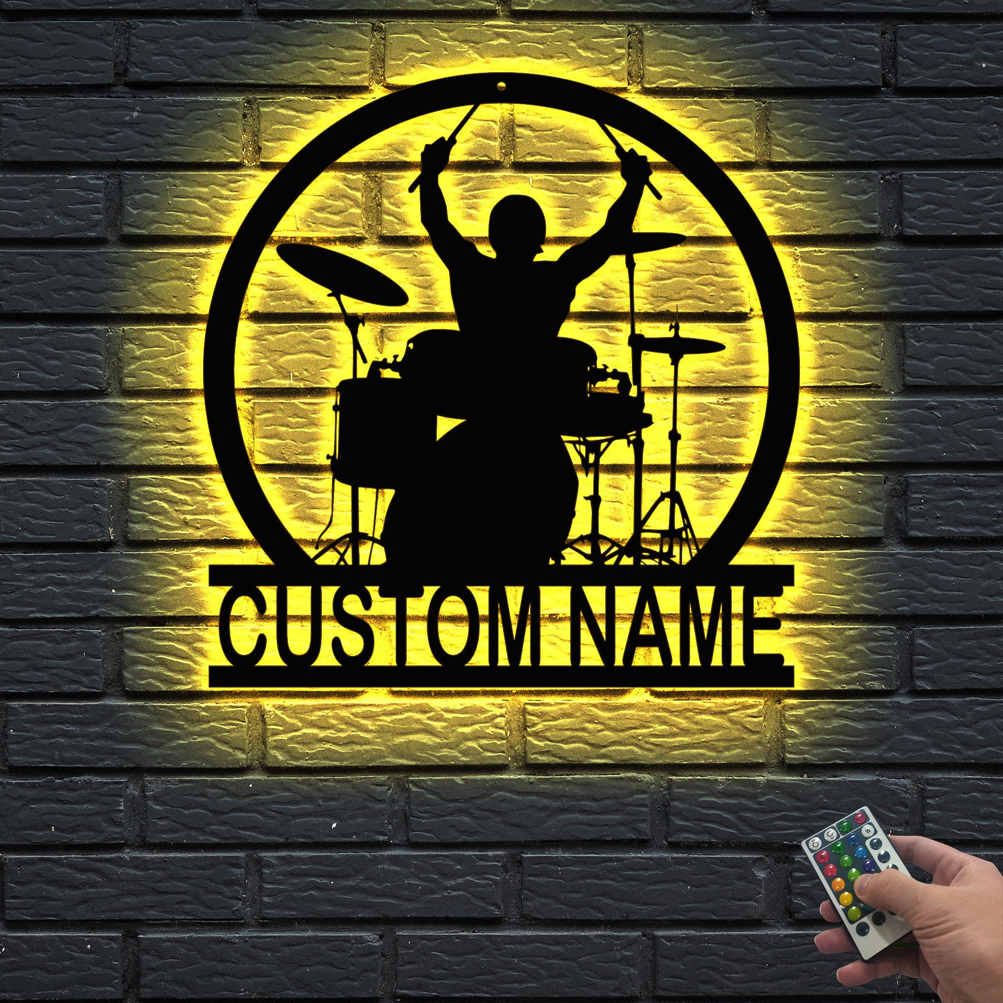 Drummer Metal Wall Art With Led Lights - Custom Drummer Name Sign - Personalized Drummer Decoration - Home Decor | GearViral