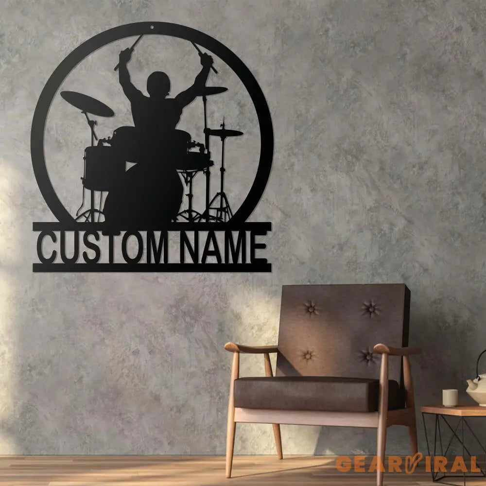 Drummer Metal Wall Art With Led Lights - Custom Drummer Name Sign - Personalized Drummer Decoration - Home Decor