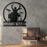 Drummer Metal Wall Art With Led Lights - Custom Drummer Name Sign - Personalized Drummer Decoration - Home Decor