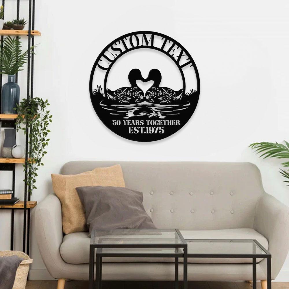 Duck Family Name Farm Metal Sign - Wall Art Decor - Personalize Farm Home Sign - Metal Farm Family Name - Garden Decor, Housewarming