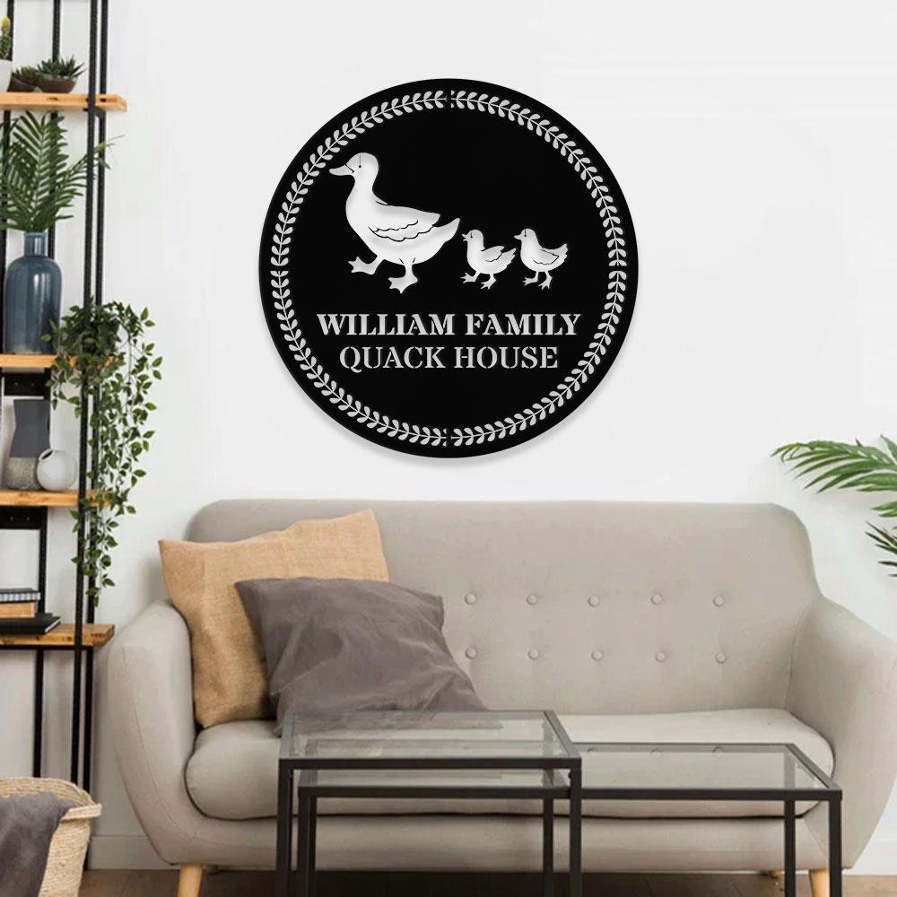 Duck House Name Farm Metal Sign - Duck Wall Art Decor - Personalize Farm Home Sign - Metal Farm Family Name - Garden Decor, Housewarming