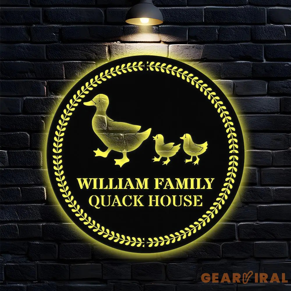 Duck House Name Farm Metal Sign - Duck Wall Art Decor - Personalize Farm Home Sign - Metal Farm Family Name - Garden