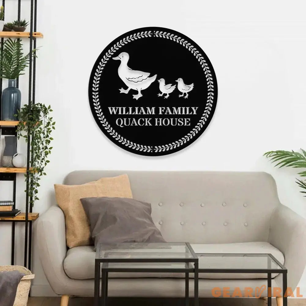 Duck House Name Farm Metal Sign - Duck Wall Art Decor - Personalize Farm Home Sign - Metal Farm Family Name - Garden