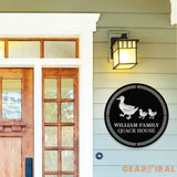 Duck House Name Farm Metal Sign - Duck Wall Art Decor - Personalize Farm Home Sign - Metal Farm Family Name - Garden