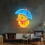Duck Walking Under Rain LED Neon Sign Light Pop Art