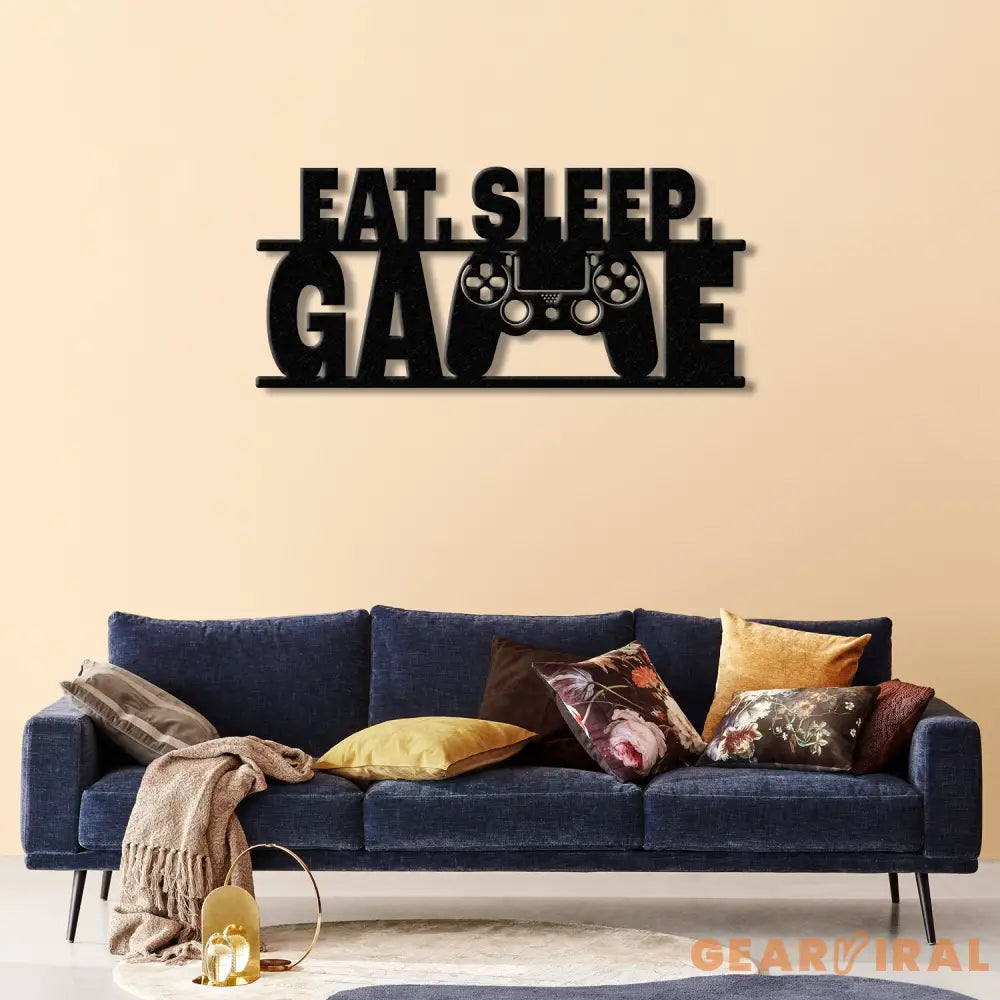 Eat Sleep Game LED Metal Sign Video Game Controller Wall Art Gamer Room Decor Gaming Decor for Home Gift for Boyfriend