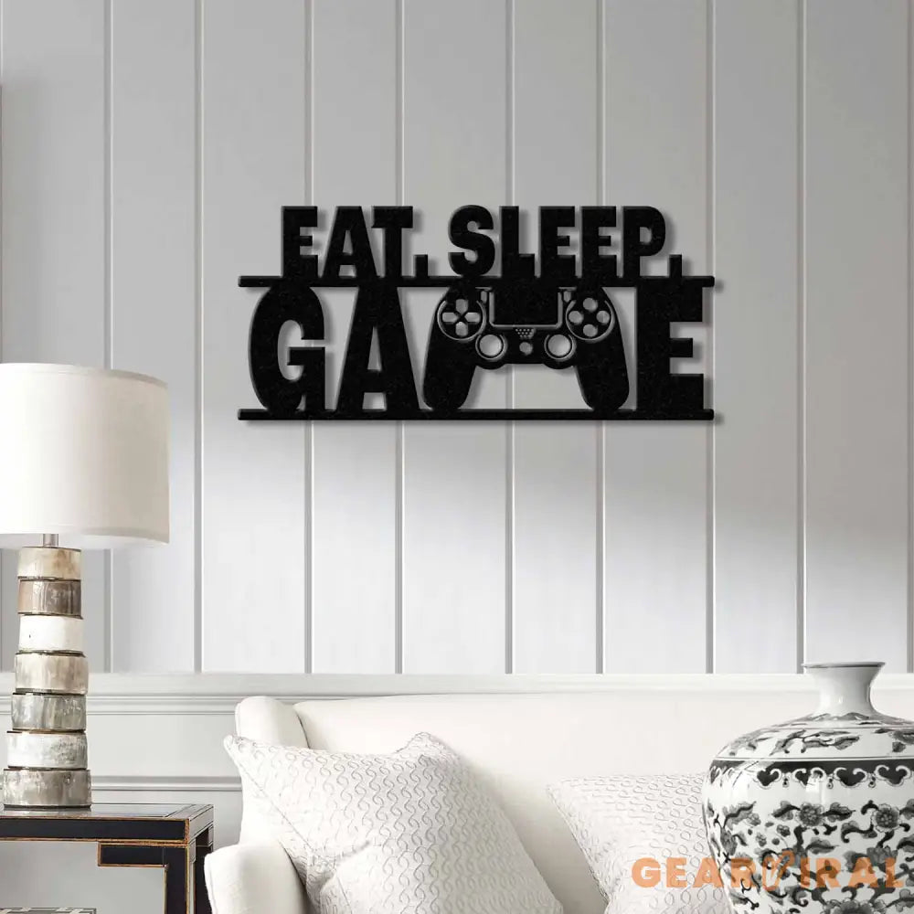 Eat Sleep Game LED Metal Sign Video Game Controller Wall Art Gamer Room Decor Gaming Decor for Home Gift for Boyfriend