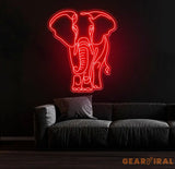 Elephant LED Neon Light - Elephant Head-Shaped Wall Art Sign Mammoth Neon Decor Unique LED Room Decoration Gift Idea