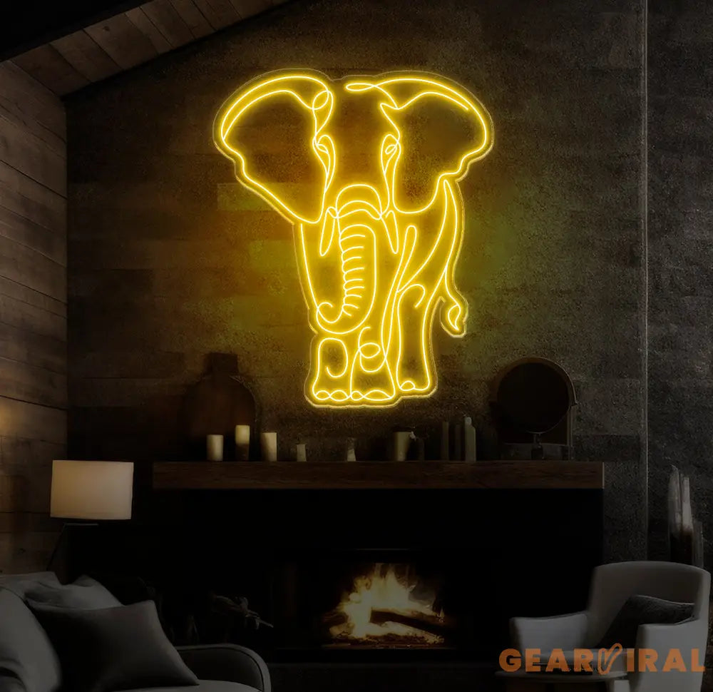 Elephant LED Neon Light - Elephant Head-Shaped Wall Art Sign Mammoth Neon Decor Unique LED Room Decoration Gift Idea